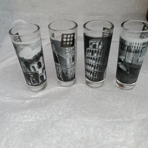 3 VTG Cerve Italian Shot Glasses - Pisa, Rome & Venice 4in" -2oz